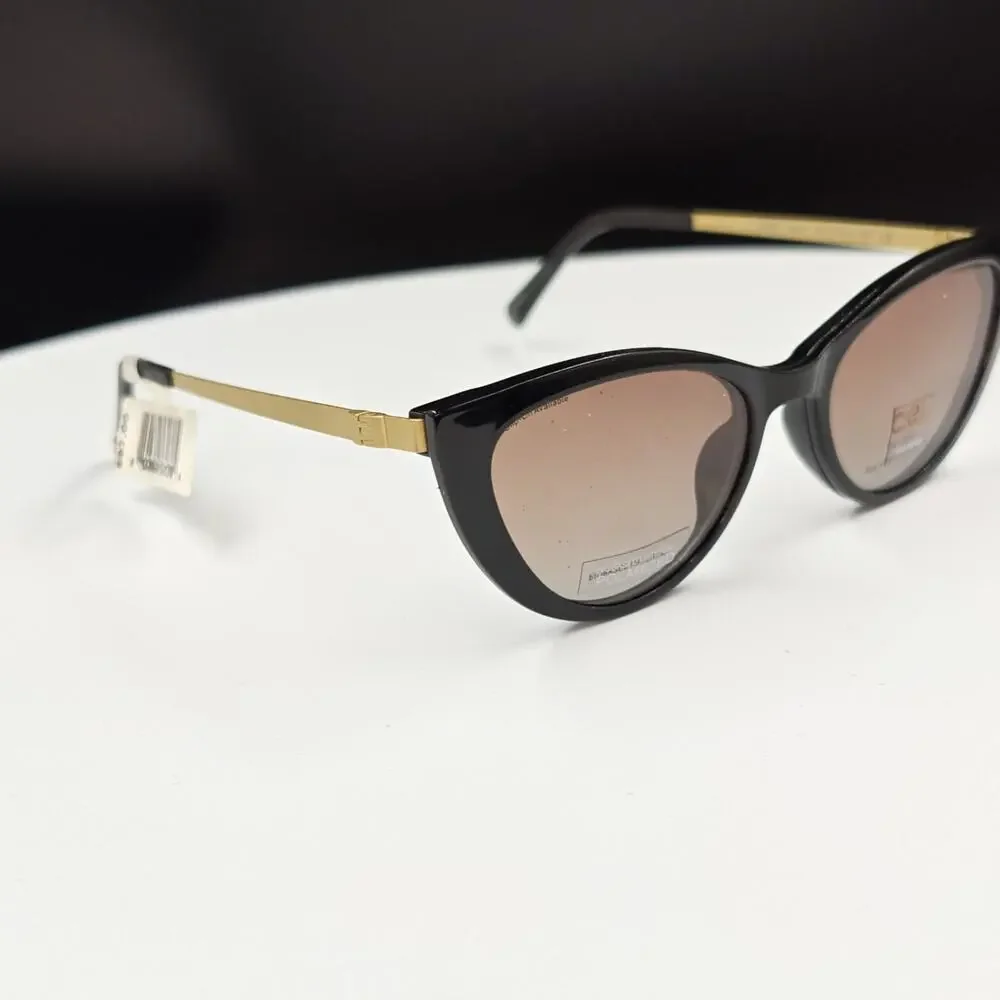 bio eyes Women’s Cat Eye Sunglasses Black Frame Brown Polarized Tinted UV400